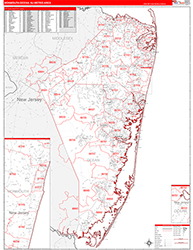 Monmouth-Ocean Metro Area Wall Map Red Line Style 2026